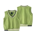 thumbnail image 4 of WOLLED 2-7 Y Toddler Boys Solid color Sweater Vest Kids V Neck Knit Sleeveless Baby Spring Fall Waistcoat for Uniform Jacket, 4 of 9