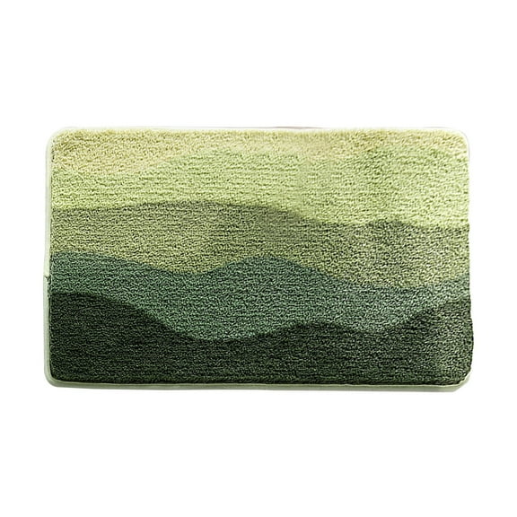 Green Fluffy Bath Rugs, Soft Microfiber Bathroom Mat Non-Slip Shower Bathtub Mat, Aesthetic Small Carpet Bathroom (Wave, 24" x 16")