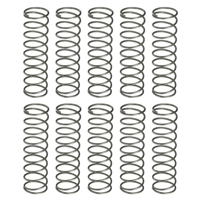 Uxcell 10 Pack Compression Spring, 14mm OD, 1mm Wire Size, 50mm Free Length, Spring Steel Construction Extended Mechanical Compression Springs for Shop and Home Repairs, Silver Tone