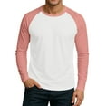 thumbnail image 2 of WTOBBY Men's Color Block Raglan Long Sleeve T-Shirt Top Casual Contrast Design Shirt for Men in Everyday Fashion and Comfort,Pink M, 2 of 6