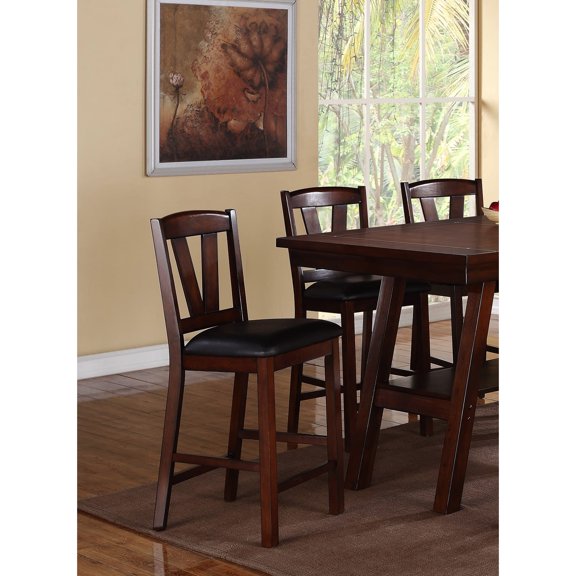 Contemporary Dark Walnut Dining Chairs Of 2, Cushion Seats, Solid Wood & Veneer 2pc In Wood, Contemporary, Faux Leather Seat,