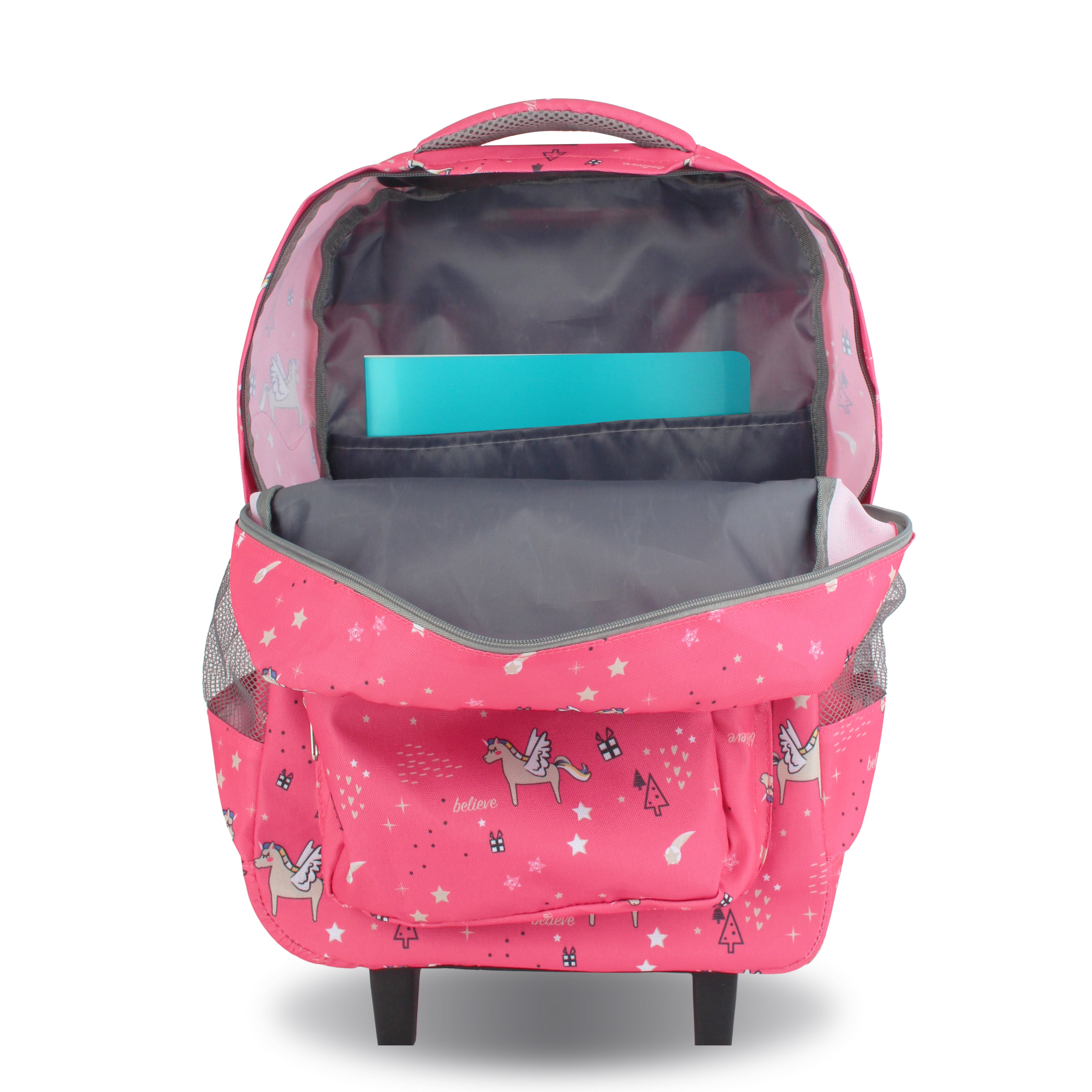 SPOSAC 19" Womens Rolling Backpack, Pink Unicorn