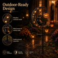thumbnail image 3 of Solar Halloween White Ghost & Pumpkin Moon Garden Stake Light, Outdoor Waterproof LED Halloween Yard Decoration with Crescent Moon, Hanging Jack-o'-Lantern Lantern for Garden, Patio, Walkway, Porch, 3 of 9