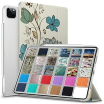 DuraSafe Cases iPad PRO 11 Inch 2 2020 3 2021 4 2022 [ PRO 11 2nd 3rd 4th ] MHMT3LL/A MHMU3LL/A MY332LL/A MY342LL/A Printed Slim PC Dual Angle Stand Clear Flip Back Cover - Watercolor Flowers
