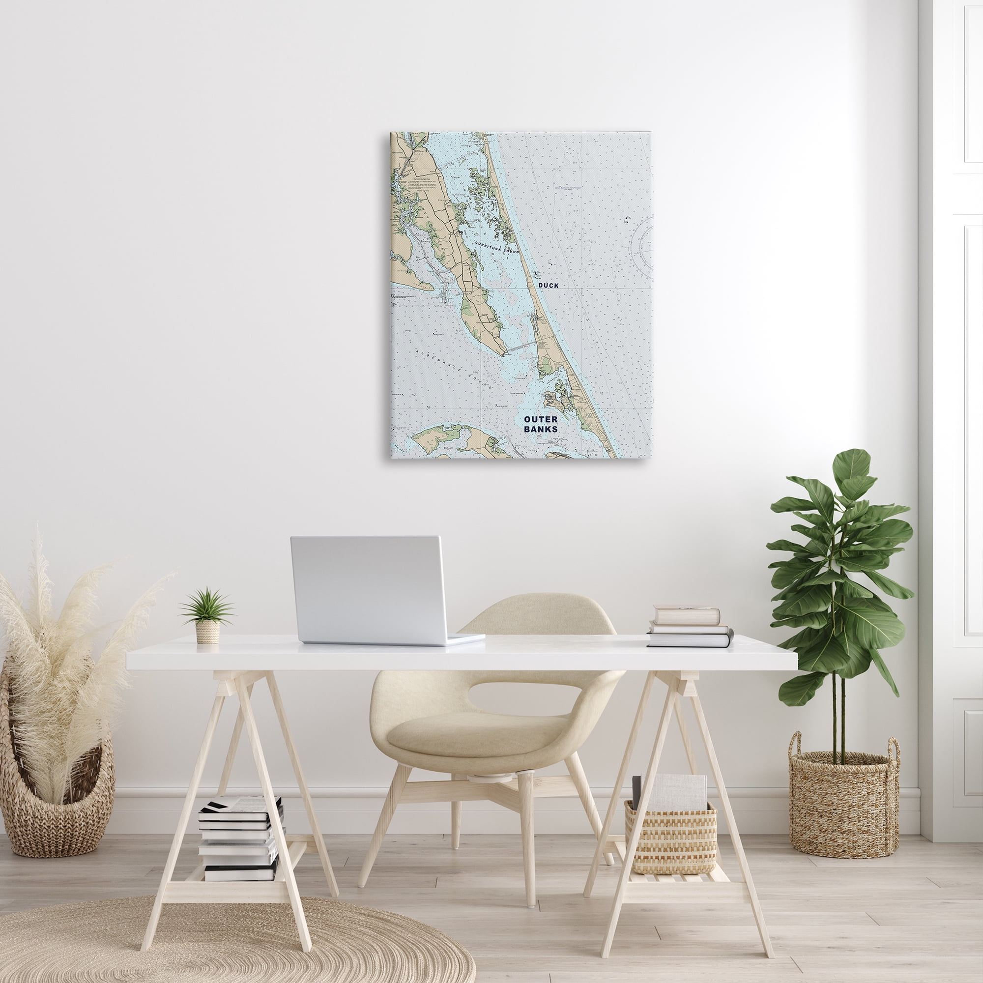 Stupell Industries Outer Banks North Carolina Cartography Nautical Map Vintage Painting Gallery-Wrapped Canvas Print Wall Art, 30 x 40, Design by Daphne Polselli