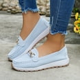 thumbnail image 3 of Women's Platform Vintage Suede Loafers Lightweight Non Slip Work Shoes Wide Width Low Wedge Slip On Sneakers Blue Size 9, 3 of 5