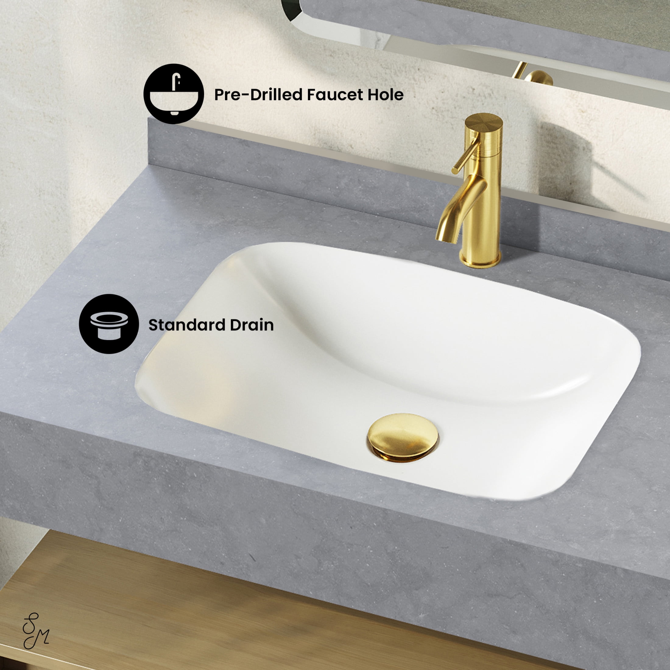 Avancer 36" Wall-Mounted Bathroom Vanity in Natural Oak with Charcoal Gray Sink Top