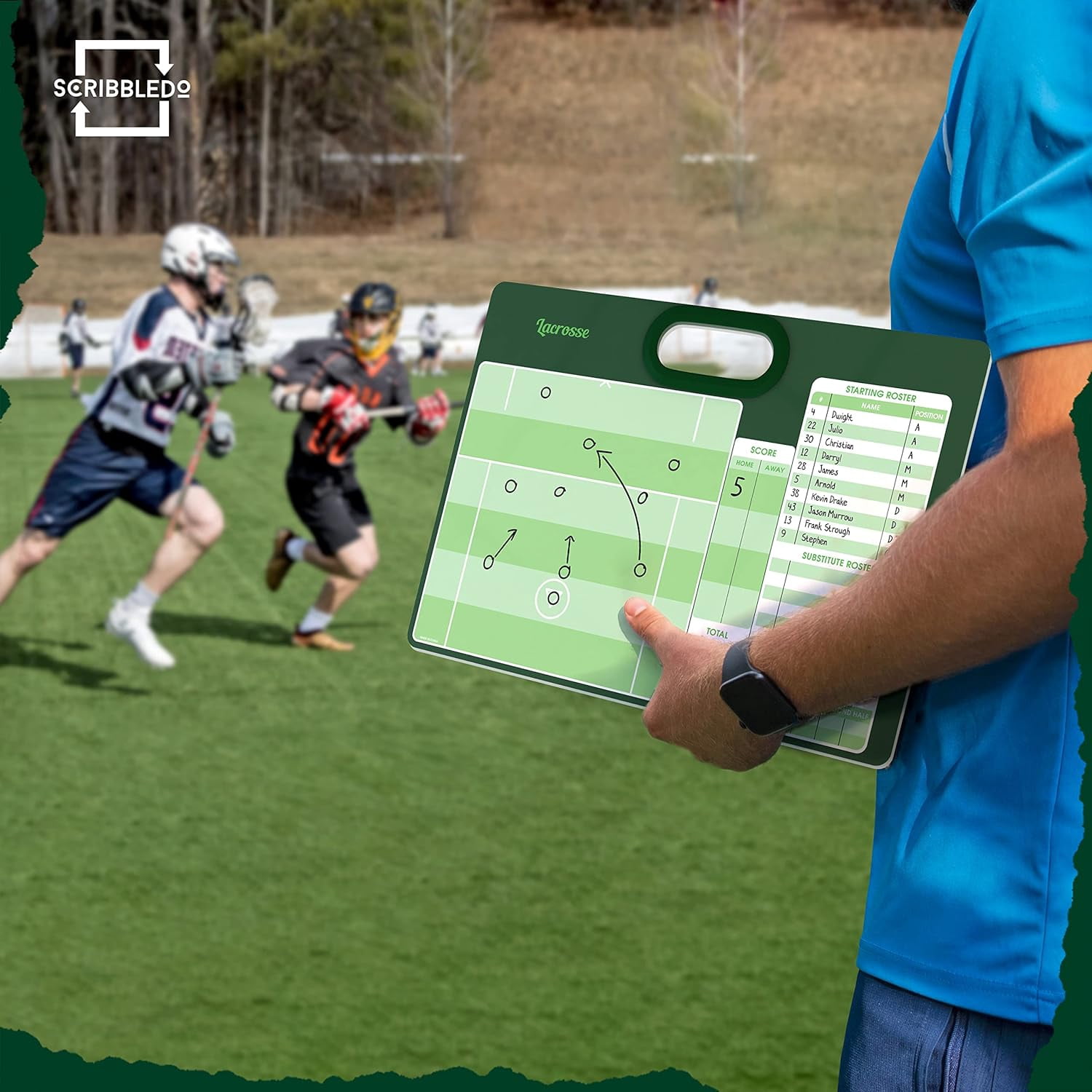 Lacrosse Dry Erase Board for Coaches 15x10.5 Inch Lacrosse Whiteboard Coaching Supplies