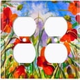 thumbnail image 3 of Metal Light Switch Plate Outlet Cover Red Poppy Fields Sky Painting PNT009, 3 of 13