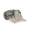 thumbnail image 2 of Nassau Collection Gray and White Herringbone and Striped Pattern Throw Blanket 52" x 67", 2 of 4