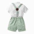 thumbnail image 3 of Baby Boy Formal Short Set Toddler Summer Gentleman Outfit Kid Short Sleeve Bowtie Shirt Suspender Shorts Suit Kaprioy, 3 of 4