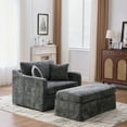 thumbnail image 2 of CKEASEAN 45.27" Chenille Single Sofa Chair, Comfy Accent Chairs with Black Metal Legs, Upholstered Deep Seat Comfy Reading Armchair with Two Bolster Pillows for Living Room offices, 2 of 11