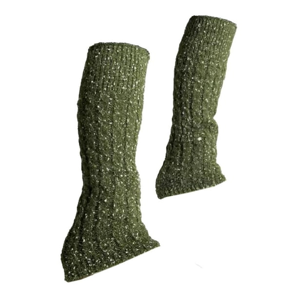 Calentadores de pierna de patinaje figurado altos calcetines calientes calientes calcetines de calcetines de patinaje de cable para entrenamiento de Verde