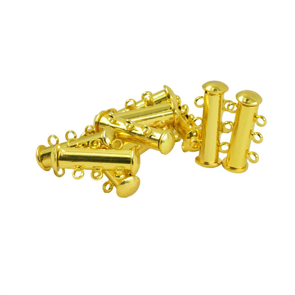 10x 5 STRAND PUSH SLIDE LOCK CLASPS SILVER GOLD PLATED Bracelet Necklace DIY 