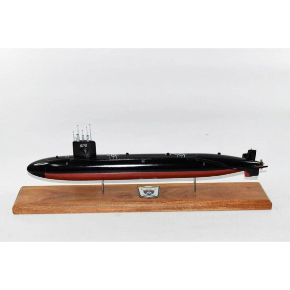 USS Pintado SSN-672 Submarine Model, US Navy, Scale Model, Mahogany, Sturgeon Class