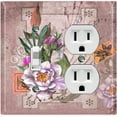 thumbnail image 1 of Metal Light Switch Plate Cover Floral Nature Postcard Newspaper Damask Purple FLW096, 1 of 13