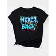 thumbnail image 2 of Camiseta de verano para mujer manga corta, cómoda, para vacaciones y oficinaCreative Colorful Art Letter Print Black Women'S Casual Fashion Top, Crew Neck Short Sleeve T-shirt, Polyester Medium Stre, 2 of 8