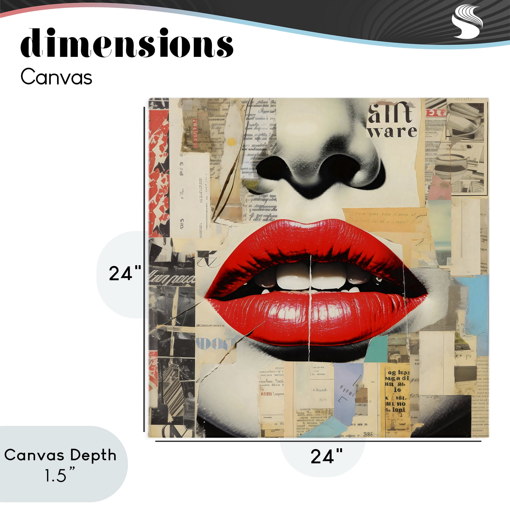 Stupell Industries Fashion Collage with Scarlet Lips Canvas Wall Art, design by Creative Studio