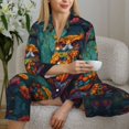 thumbnail image 6 of Pajama Sets for Women 2 Pcs, Colorful Owl Forest Button Down Long Sleeve Sleepwear Lounge PJ Sets, 6 of 6