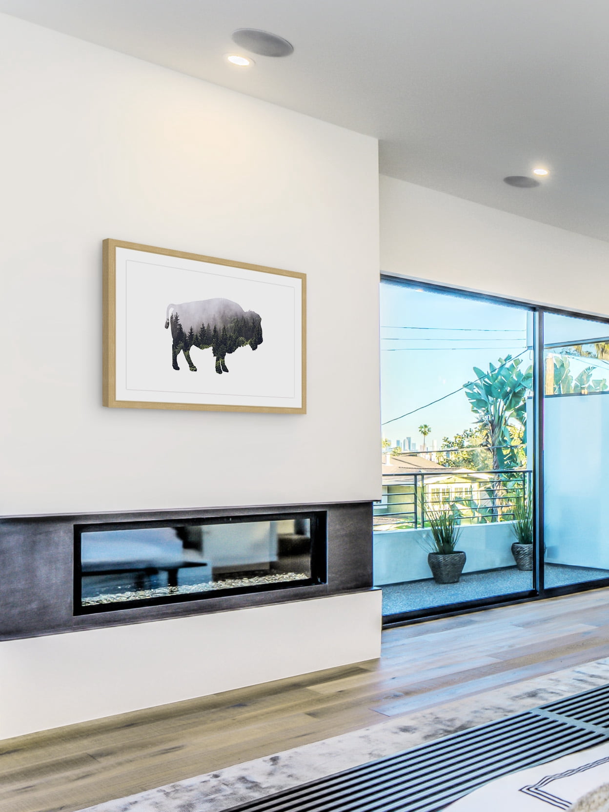"Bison Forest" Framed Painting Print