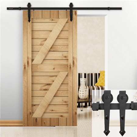 SmileMart 6 FT Modern Sliding Barn Door Interior Wood Closet Track System Kit Set (Best Sliding Closet Doors)