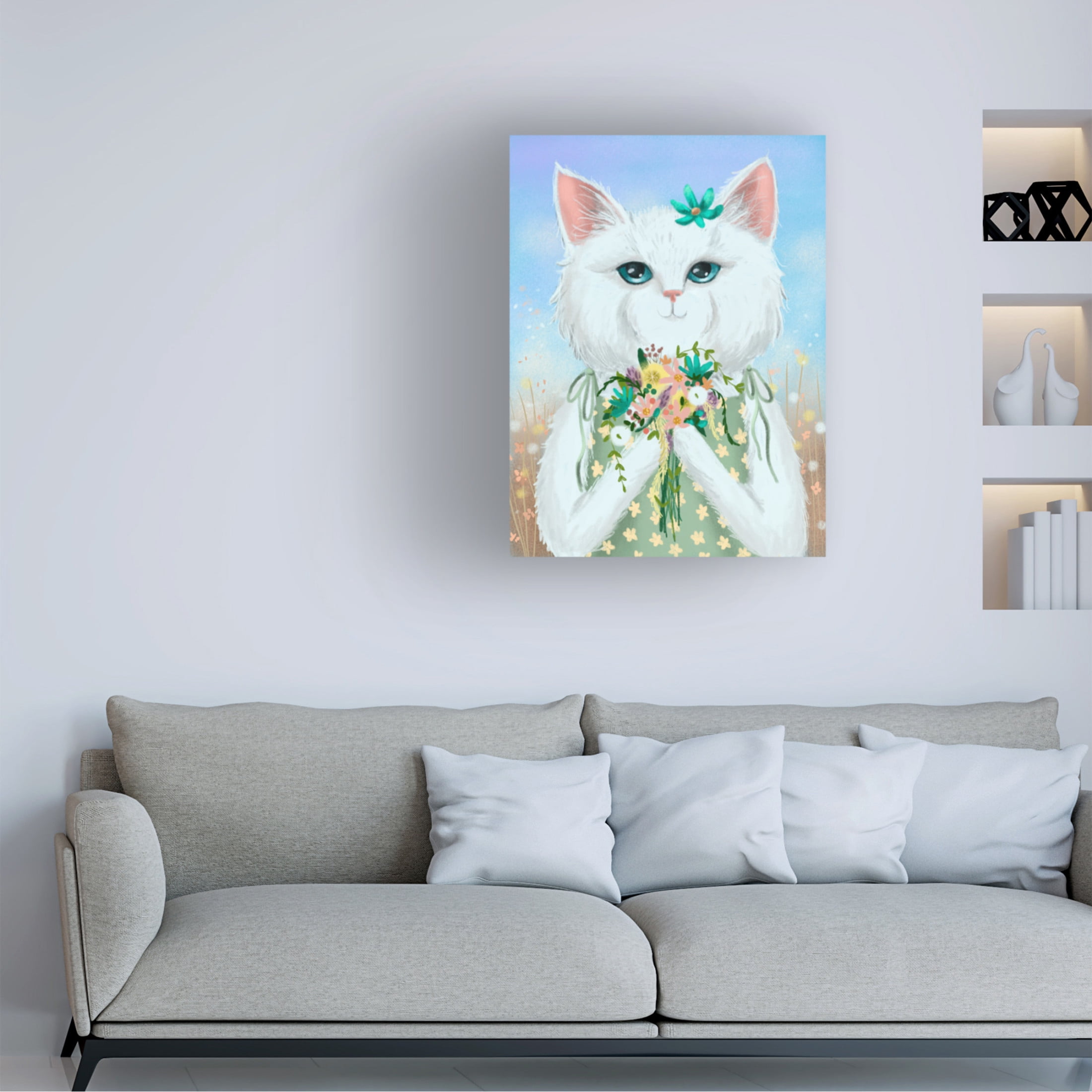 Canvas Wall Art - Christine Rotolo 'Wildflower Cats 3' Wall Art for Living Room, Bedroom, or Office Décor by Trademark Fine Art - 14 x 19 Inches