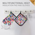 thumbnail image 4 of Yayeee Oven Mitts and Pot Holder Set of 4 Heat Resistant Kitchen Gloves Baking Hot Pad, Blue Colorful Circles, 4 of 5