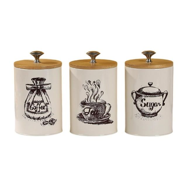 jifeng 3 Pieces Kitchen Canisters Set Simple Modern Coffee Tea Sugar Containers Set painted