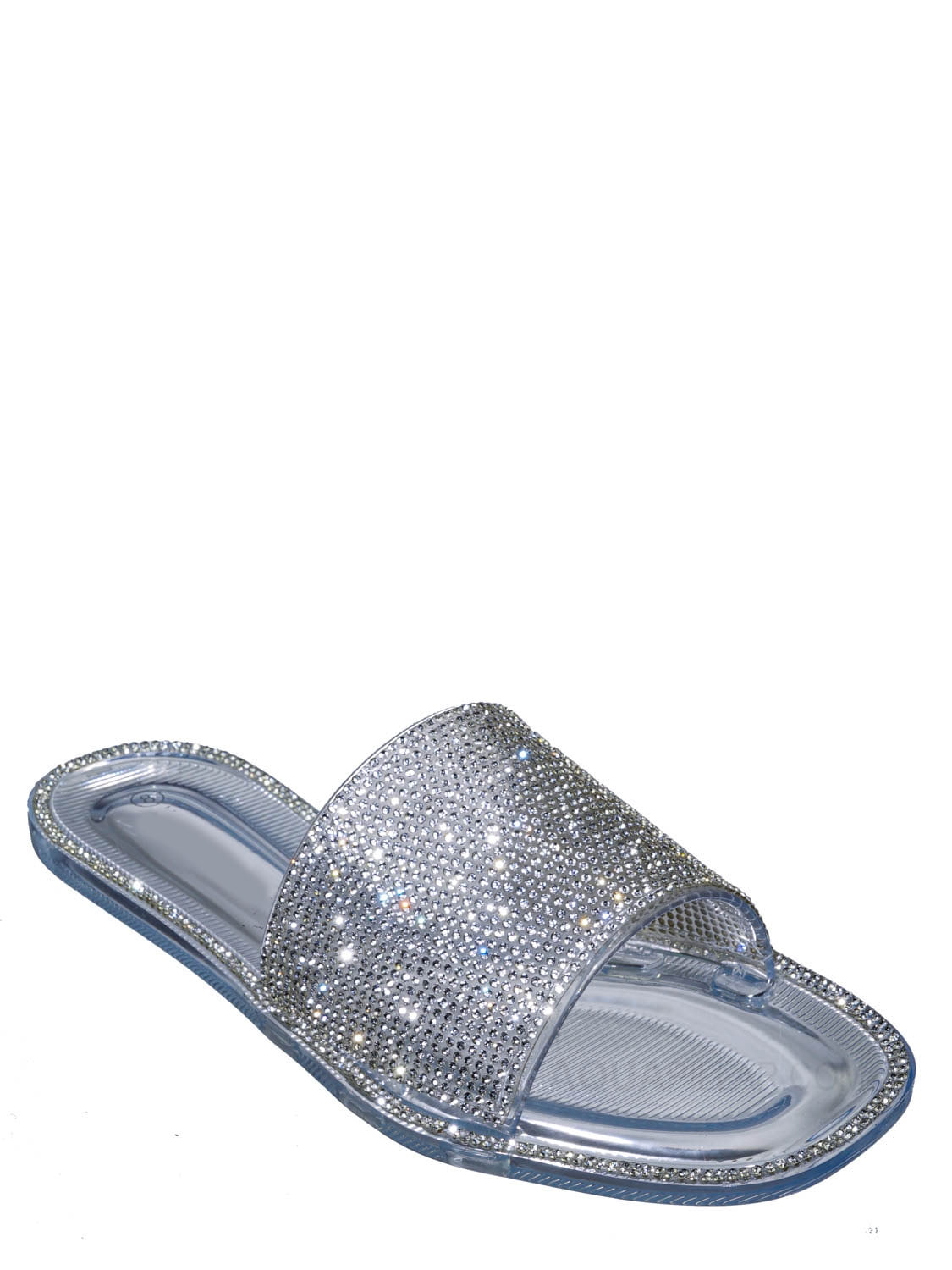 wild diva clear rhinestone slides