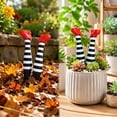 thumbnail image 4 of Cififendec 2Pcs Halloween Witch Leg Plant Stakes, 5.9", Plastic Spooky Striped Witch Boot Flower Pot Picks for Garden Planter Table Decor, 4 of 5