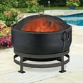 thumbnail image 2 of Oil Rubbed Bronzed Wood Burning Fire Bowl with Geometric Design Outdoor Firepit, Black, 2 of 2