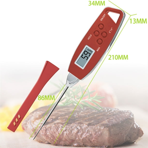 noir) Thermomètre de cuisine numérique Thermomètre à viande à lecture  instantanée, sonde longue, grand écran Thermomètre de four à double aimant  pour viande, pâtisserie, barbecue, etc.