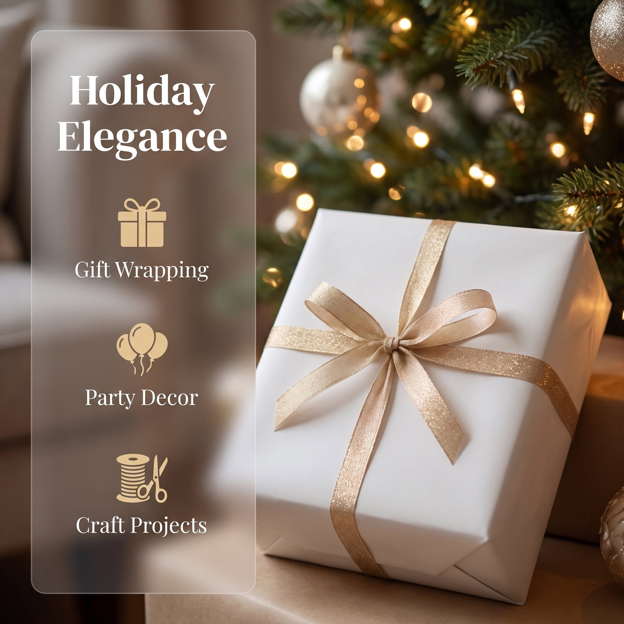 Unique Bargains Structural Woven Edge Trim Decorative Ribbon for Gift Wrapping Gold