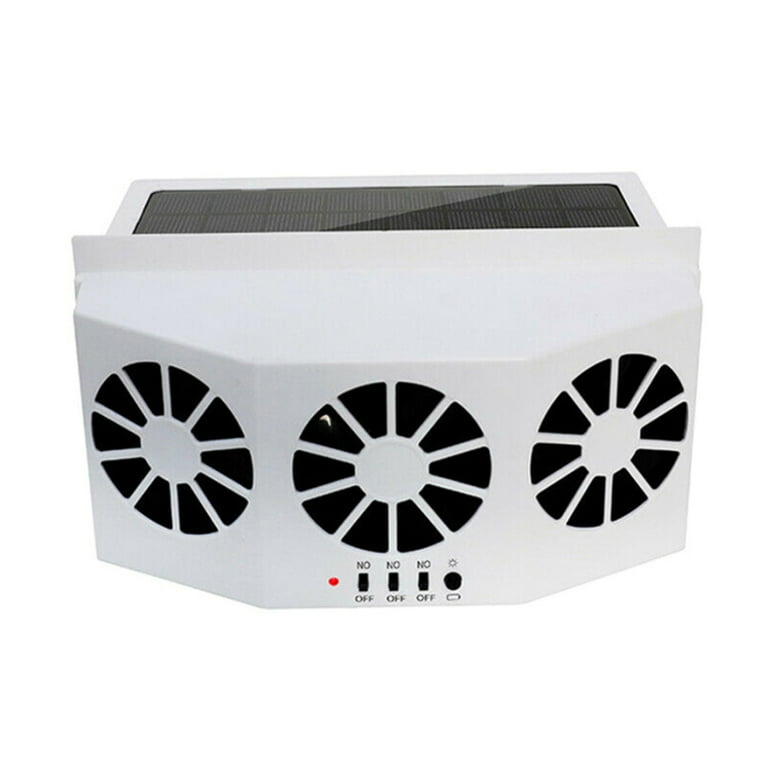 HRSR Portable Car Quiet Air Conditioner Solar Cooling Fan Auto Truck  Vehicle Cooler Energy Saving(White,3 FAN) 