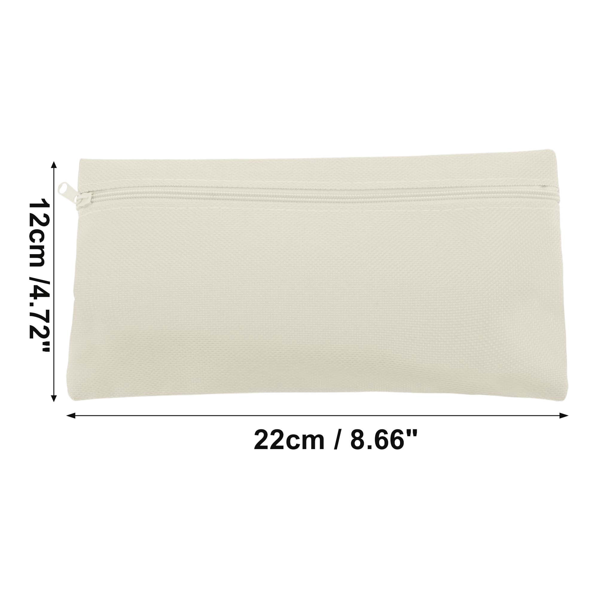 Unique Bargains Pencil Case Canvas Large Capacity Stationery Pen Bag for Office Beige