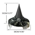 thumbnail image 3 of RUTAYY Girls Witch Hat Spider Web Mesh Veil Decor Pointed Top Wide Brim Halloween Party Hats Purple, 3 of 4