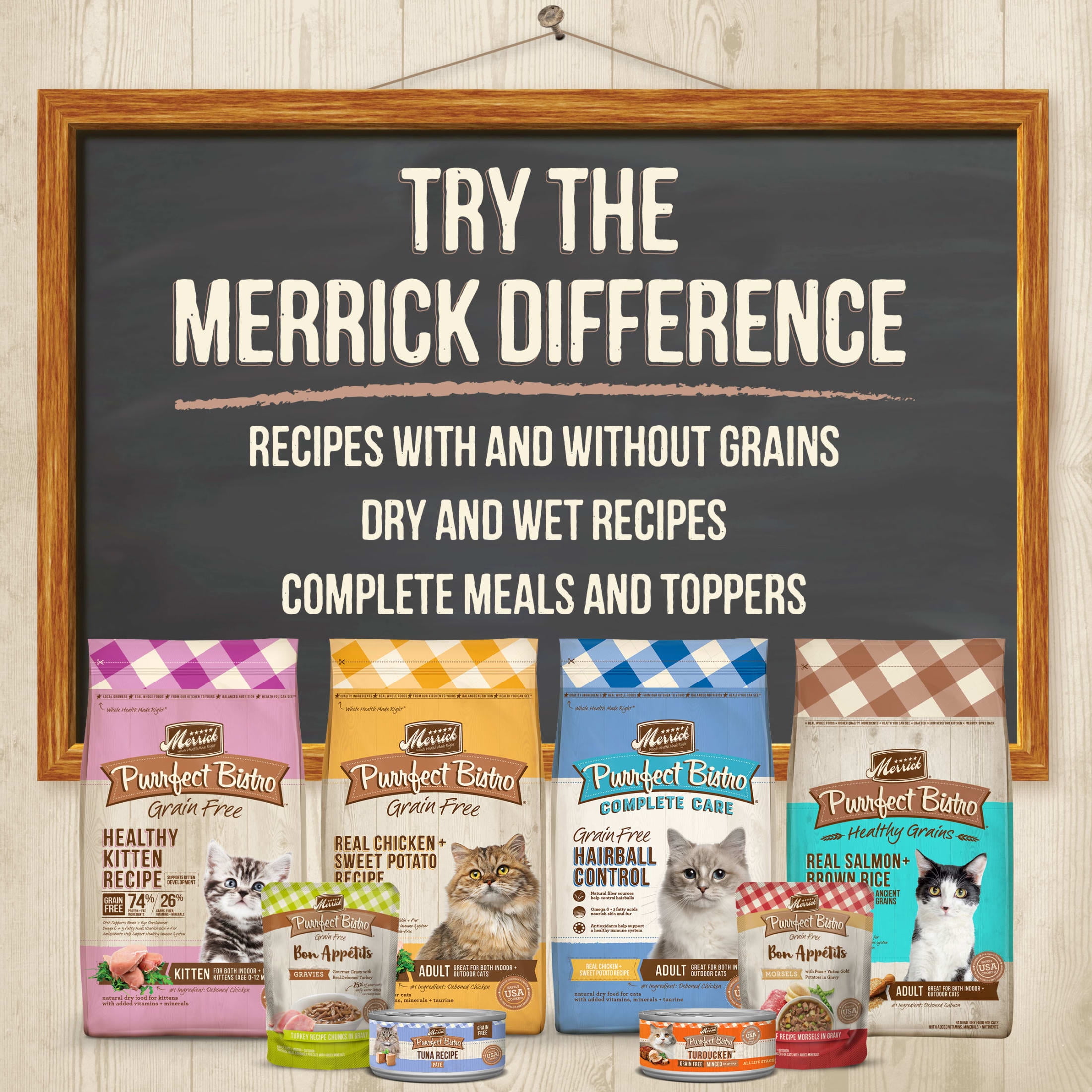 Merrick Purrfect Bistro, Grain Free Dry Cat Food, Chicken & Sweet Potato, 7 lb Bag