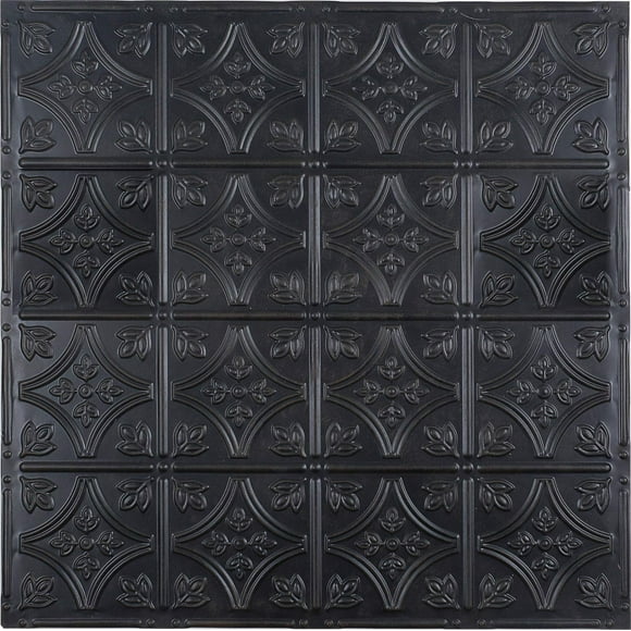Holydecot Tin Wall Tiles 24x24 Nail-Up, Stair Risers, Metal Ceiling Tiles, 5 Pack (Black)