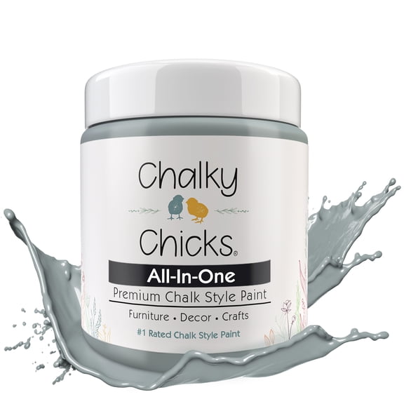 Chalky Chicks 4 Fl Oz Matte Overcast (Blue Gray) Chalk Paint for Furniture Without Sanding - No Prep Furniture Paint No Sanding All in One for Crafts, Wood, Walls, Cabinet, Metal, Dresser, Farmhouse