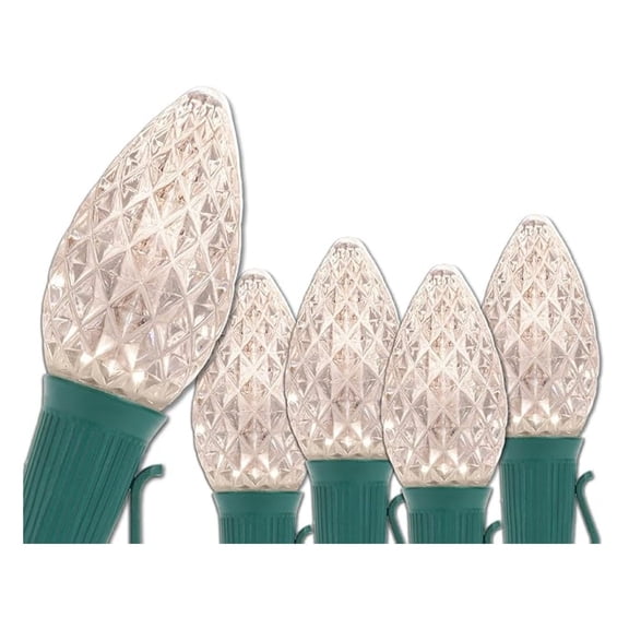 C7 Christmas Lights Warm White 25ft - OptiCore LED Holiday String Lights, Heavy Duty Outdoor/Indoor, Green Wire, Steady On, 25 Bulbs