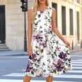 thumbnail image 2 of Alkepwun Midi Dresses for Women Floral-Print Round-Neck Sleeveless Pleated Waist-Cinched Ankle-Length Dress Lightweight Breathable Flowy A-Line Maxi Sundress for Beach, 2 of 7