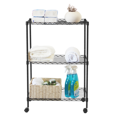 thumbnail image 5 of 3 Tier Adjustable Storage Shelf, Metal Kitchen Storage Rack Wire Shelving Unit with Wheel, Small Wire Shelf Organizer Rack Shelving Tower for Pantry Closet Kitchen Laundry, Black, 5 of 8