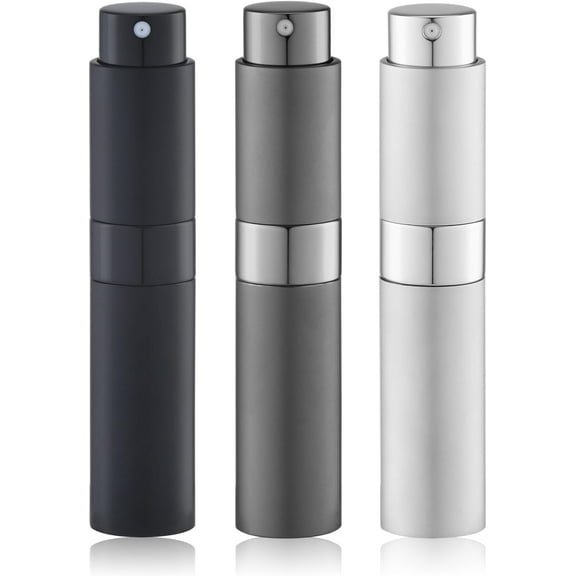 Travel Perfume Bottle Refillable - Cologne Spray Atomizer Mini - Small Travel Size Empty Sprayer for Refill Sample Container - Portable Fragrance Decant Dispenser for Women Men 10ml 3PCS Grey