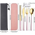 thumbnail image 2 of STONCEL 6 Pcs Portable Stainless Steel Flatware Set, Travel Reusable Utensils Set Cutlery Set Including Knife Fork Spoon Chopsticks Carry Case for School, Office, Camping, Picnic(Pink-Gold), 2 of 8