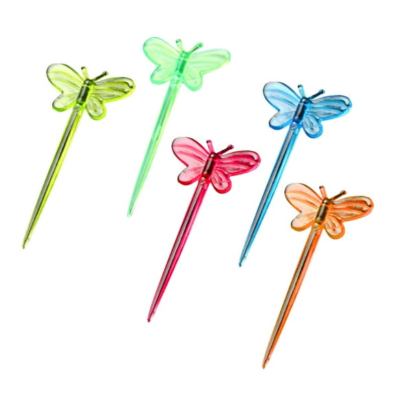 200pcs Plastic Picks Shape Fruit Toothpicks Disposable Sandwich Appetizer Cocktail Sticks Party Supplies (Mixed Color)