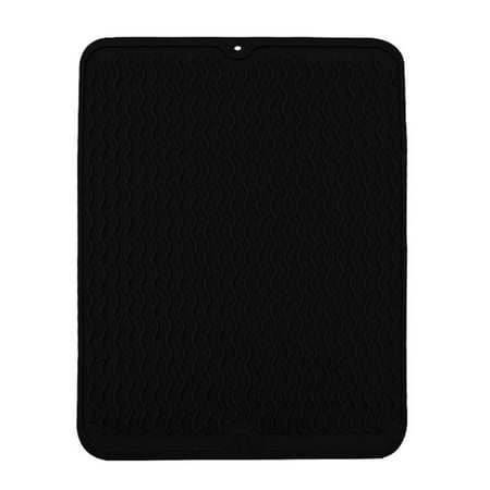 

AkoaDa Silicone Dish for Multiple Usage Easy Clean Eco-friendly Heat-resistant Silicone Mat for Kitchen Counter or Sink Refrigerator or Drawer Liner(Black)