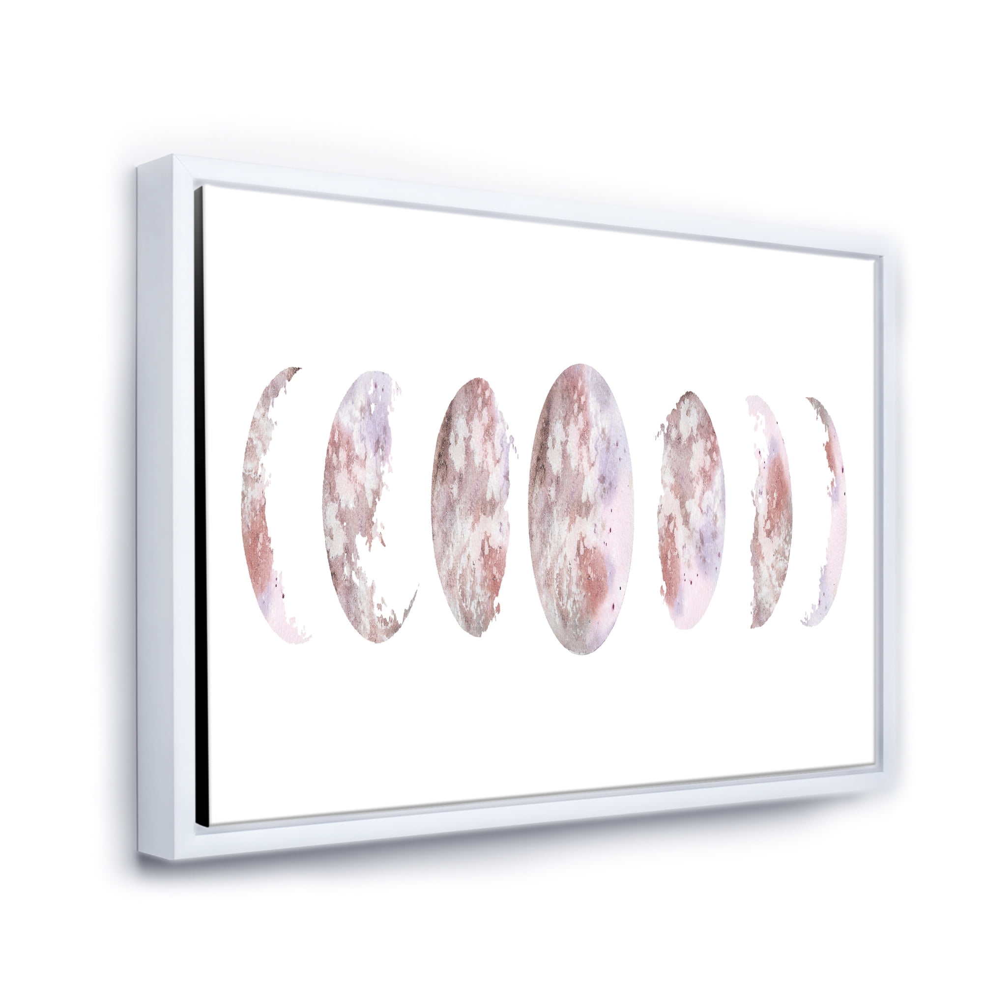 Designart 'Moon Phases On White' Modern Framed Canvas Wall Art Print