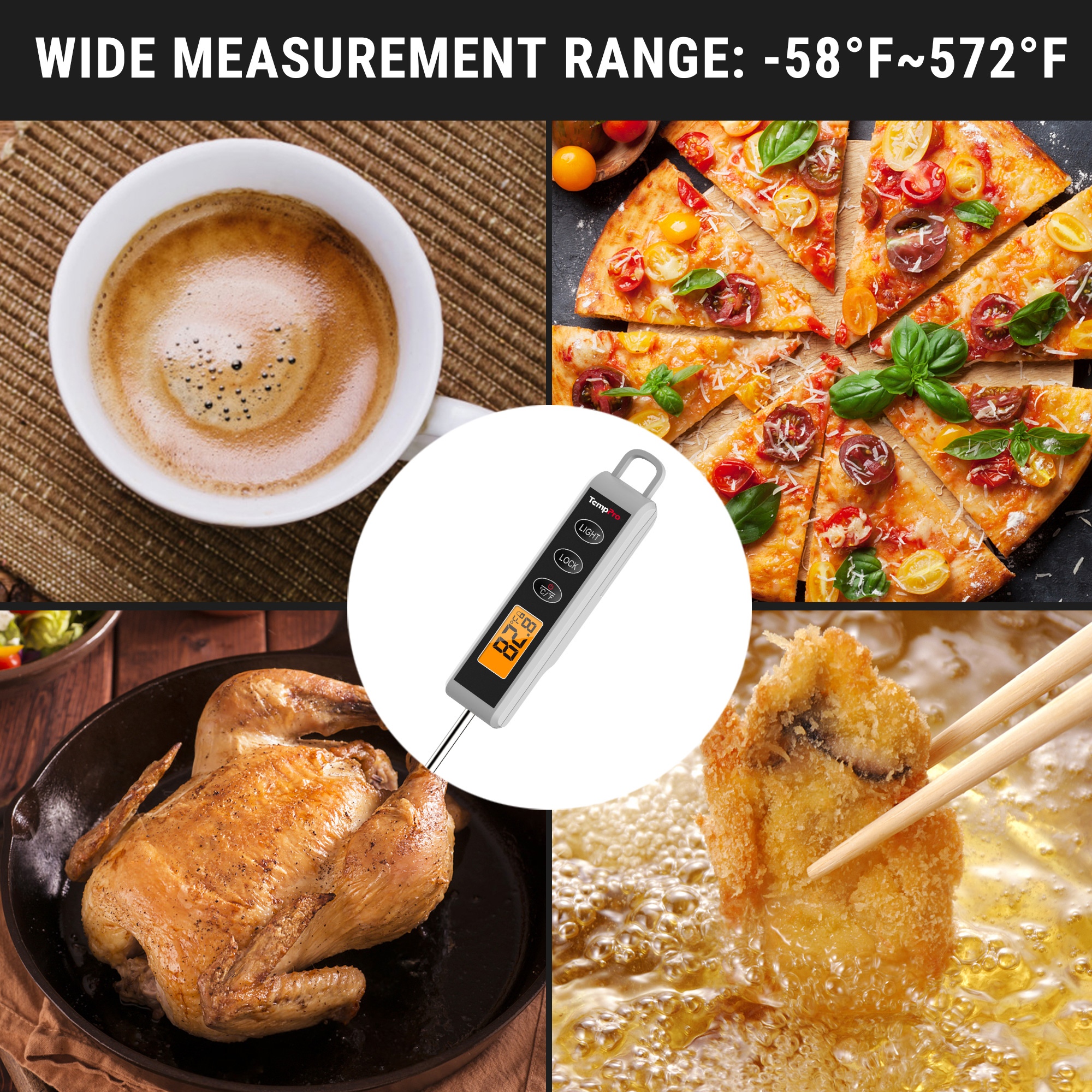 TempPro Digital Meat Thermometer With Backlit LCD Display photo 6