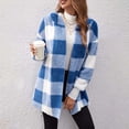 thumbnail image 2 of Women's Boho Tops For Women Winter Coat Warm Plush Hooded Jacket Button Up Cardigan Trendy Plaid Fuzzy Outerwear Soft Warm Material Fashionable Design 1Pc Jacket Blouses & Tops Womens Tops, 2 of 4