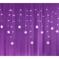 thumbnail image 2 of ZOELNIC Snowflake Window Curtain Lights, 11.5ft 96 LED Snowflake Christmas Lights with 8 Lighting Modes Twinkle Fairy Light for Christmas Tree,Bedroom,House, Holiday,Yard Decoration (Purple), 2 of 6